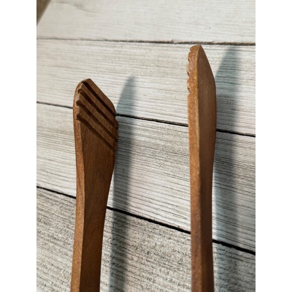 Handcrafted Wooden Kitchen Tongs With Grooved Tips & Hole For Hanging cooking - Picture 5 of 8